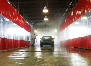 Wash bay curtains in a variety of colors and configurations. Design your wash bay curtains with various colors. reduce dust, create privacy, and divide workflow
