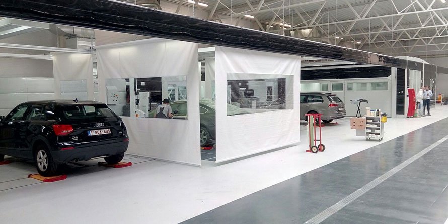 Bodyshop curtains for vehicle repair in Chennai.