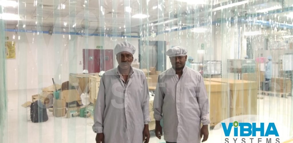 Anti-static PVC strip curtains for electronics manufacturing in Bangalore.